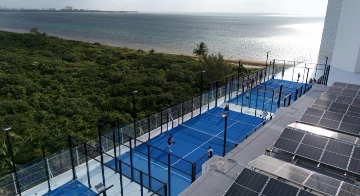 Padel courts overlooking the Caribbean at the ABM Convention venue