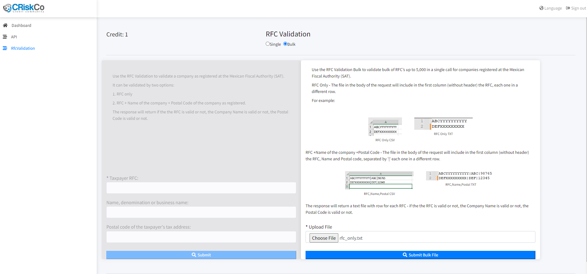 New Service RFC Validation and Extraction from the SAT in Mexico CRiskCo